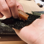 赤坂 鮨 天ぷら 祇園いわい - かんぴょうは手海苔に直に手乗り（ライミング）