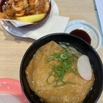回転寿司 力丸 - 小エビの天ぷら、きつねうどん