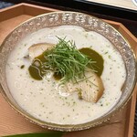 赤坂おぎ乃 - 鮑　肝ダレ　鮑のスリ流し　そうめん