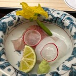 赤坂おぎ乃 - 愛媛の藤本さん　イサキ　アオリイカ　胡瓜の花