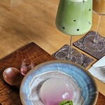 桜林茶寮 - 水信玄餅＋抹茶ラテ