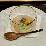 天よし - ケンサキイカとムラサキウニの先付け