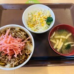 すき家 - 牛丼ランチセット(並)