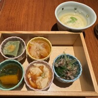 茶茶 このか - おばんざい箱、枝豆豆乳葛寄せ
