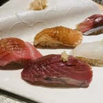 京橋 天冨良と鮨 いしい - 大トロ、本マス、しめ鯖、カツオ、スミイカ