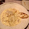 01BASE - 海老とベーコンのカルボナーラ　サラダ、スープ付きで1,280円