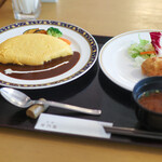 洋食 花乃湯 - カニクリームＭＩＸ御膳 小原のたまご オムライス レギュラーサイズ デミグラスソース☆