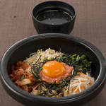 Stone grilled mentaiko bibimbap/stone grilled mentaiko cheese bibimbap