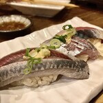 すし酒場 魚あるき - 「光三貫もり（税込￥600）」イワシ・アジ・サバ