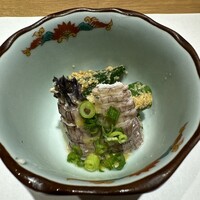 名駅 鮨 天野 - オクラ胡麻和え蝦蛄