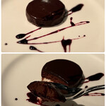 オザミトーキョー - 濃厚ながら上品な甘さのチョコレートと、エスプレッソのほろ苦さ、
      コクがあって程よい酸味と甘みのある赤ワインソースが
      3身一体となって、お口の中でトロけます…♡(*´-`)