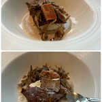 オザミトーキョー - ブルーチーズとマッシュルームをペースト状にして
      生クリームを加えたという濃厚なソースとともにいただきますと…きのこの香りがお口いっぱいに広がり…
      松坂の牛さんとフォアグラ…もう幸せでしかない♡