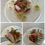 オザミトーキョー - …プリッと柔らかな蛸スライスに、セロリが爽やか♪
      あん肝を使ってなめらかに仕上げたピュレも美味しいこと♡(*´-`)