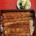 やまのい - 上うな重 酢の物、漬物、肝吸い（プラス200円）