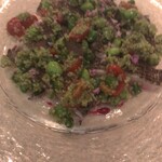 東京湾走水産 太刀魚の炙りとクスクスのサラダ 大葉のジェノヴェーゼ風