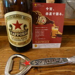 長者町立ち飲み やいちゃん - 瓶ビールは冷蔵庫から自分で取り出し栓を抜くセルフ式です
