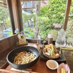 本格讃岐うどん こころ彩 - 釜玉バター[温]セット 中盛り 天ぷら6種