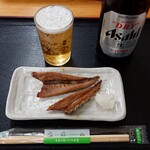 レストパークいの - 「はらんぼの塩焼き」180円、「瓶ビール（中瓶）」470円