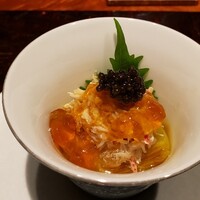 汐見 - ◆毛蟹&焼き茄子の三杯酢ジュレキャビアのせ