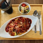 三代目重助商店 - 自家製フランクと夏野菜のあんかけパスタ