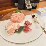 心斎橋かわぐち - お造り盛合せ➕単品白肝