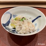 御料理 寺沢 - 蛸と夏豆と根曲り茸の炊込みごはん｡