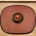 御料理 寺沢 - 酢茗荷の刻みとフルーツトマトのレモン煮に蓴菜と蕾菜