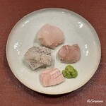 御料理 寺沢 - 松皮鰈の縁側､泥障烏賊､松皮鰈､鮎魚女