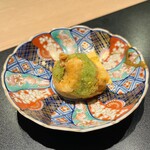 蓬左茶寮 - 茶豆とアカシャ海老の唐揚げ