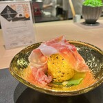 蓬左茶寮 - 焼き玉蜀黍とビゴール産生ハム