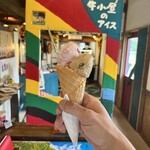 牛小屋のアイス - 2種類のコーン500円。