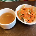 インド料理専門店 マサラ・マスター - ビールセットのスープとサラダ