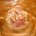 銀座 安久 - 茄子と金目鯛の前菜