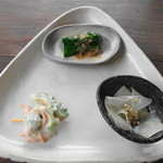 前菜の3種盛り合わせ