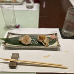 なかの - ホタテのアナゴの握りは美味しぃぃぃ✨✨✨