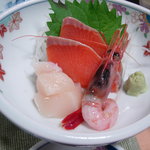 ホテル川畑 - 鮭・帆立・エビのお刺身
