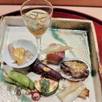 いまゐ - じゅん菜、蝦蛄、蛸柔らか煮、姫鮑、ズッキーニ（木芽味噌）、さつまいも、キス一夜干し、鯵のお寿司