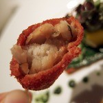 CROWN - タンドリーマサラ風味のグルヌイユのフリットをクレソンのタルトに乗せて　エスカルゴとポテトのブロシェットと共に