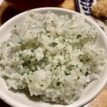 菩提樹 - 青じそご飯がとんかつに合います。