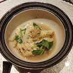 恵比寿 鮨 一 - ⑥蓋物：北海道産毛ガニと黄ニラの玉子とじ