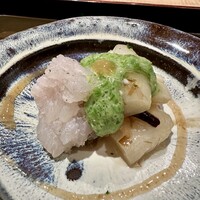 日本料理 徳専 - 白ダツ・わらび・ハモ