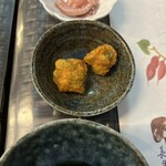 一期一会 よねさん - 副菜は烏賊の麹漬と枝豆の契り揚げ
