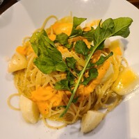 Fruits Bistro SABLIER - 白桃の冷製スパゲッティ　トリュフと黒胡椒の香り　アップ