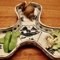宮わき - ゴーヤ 新玉葱 鰹を合わせた物
                塩茹でした枝豆
                磯つぶ貝の旨煮