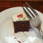 キッチン ブルー グローブ - 残りのチョコケーキ