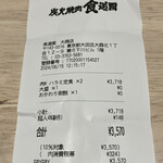 炭火焼肉食道園 - レシート