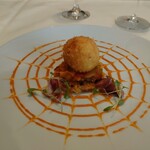 メゾン ド ミュゼ - 烏骨鶏卵のフリット　ピペラード仕立て、チョリソーのガレットと共に