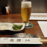 鳥扇 - 生ビール＆付き出し