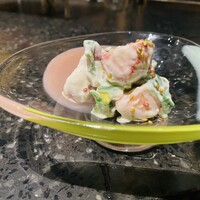 焼き鳥 とき - 季節の一品（スナップえんどう 菜の花 苺白和え）