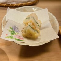 割烹 白鷹 - レンコンのはさみ揚げ(エビ)
